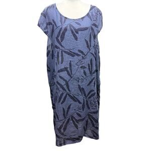 Lungo L'Arno Linen Shift Dress Short-Sleeve Tunic Pockets Plus Size 2X Italy